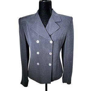 RENA ROWAN - Silk - Graphite Gray Double-Breasted Blazer - Size 4